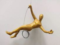 Ancizar Marin Sculptures  Ancizar Marin Sculptures  Male Climber Reaching Horizontal (Gold)